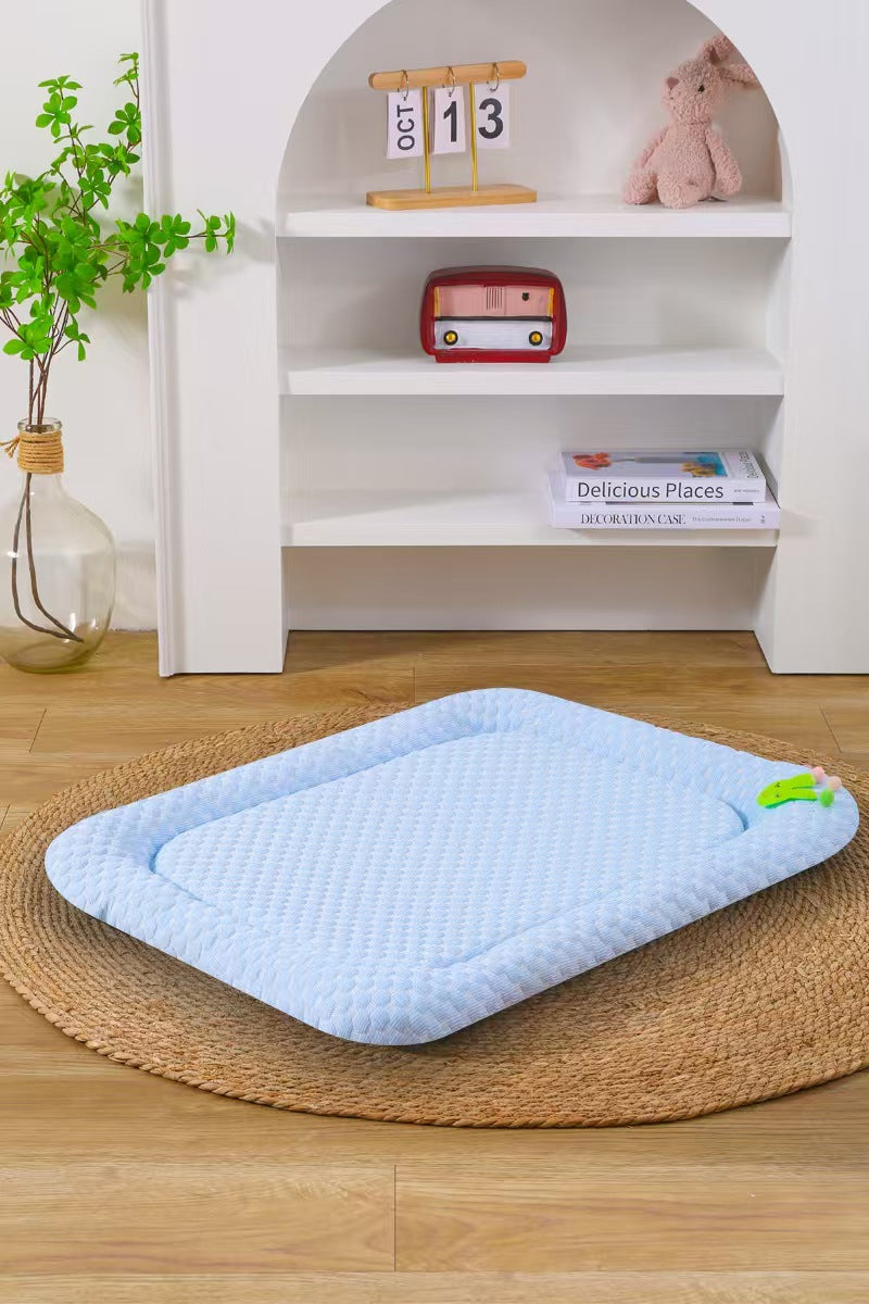 Blue Breathable Cooling Pet Mat - Ice Bean Summer Bed for Small Dogs (L : 50x65cm)