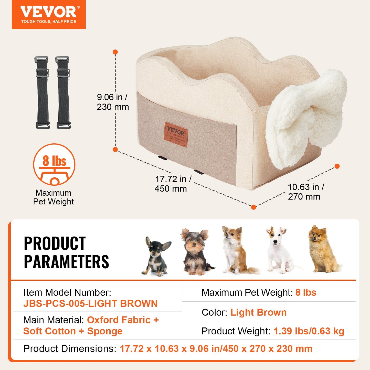 Center Console Dog Car Seat Dog Booster Car Seat for Small Dog 3.6 kg
