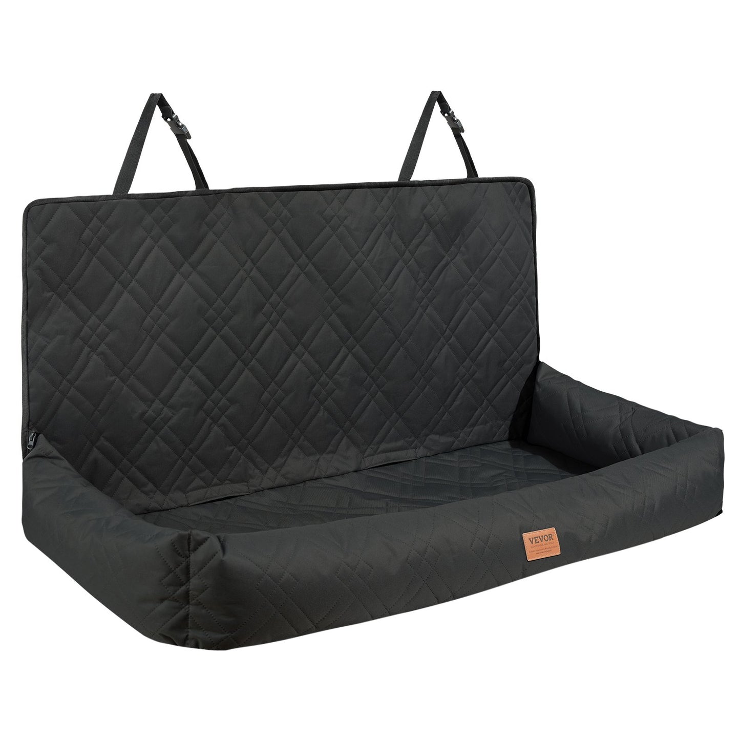 Dog Car Seat, Waterproof Dog Booster Seat for Car, Pet Car Seat with Clip-On Safety Leash, PP Cotton Filling, Dog Car Bed for Medium & Large Dog up to 45.4 kg, Black