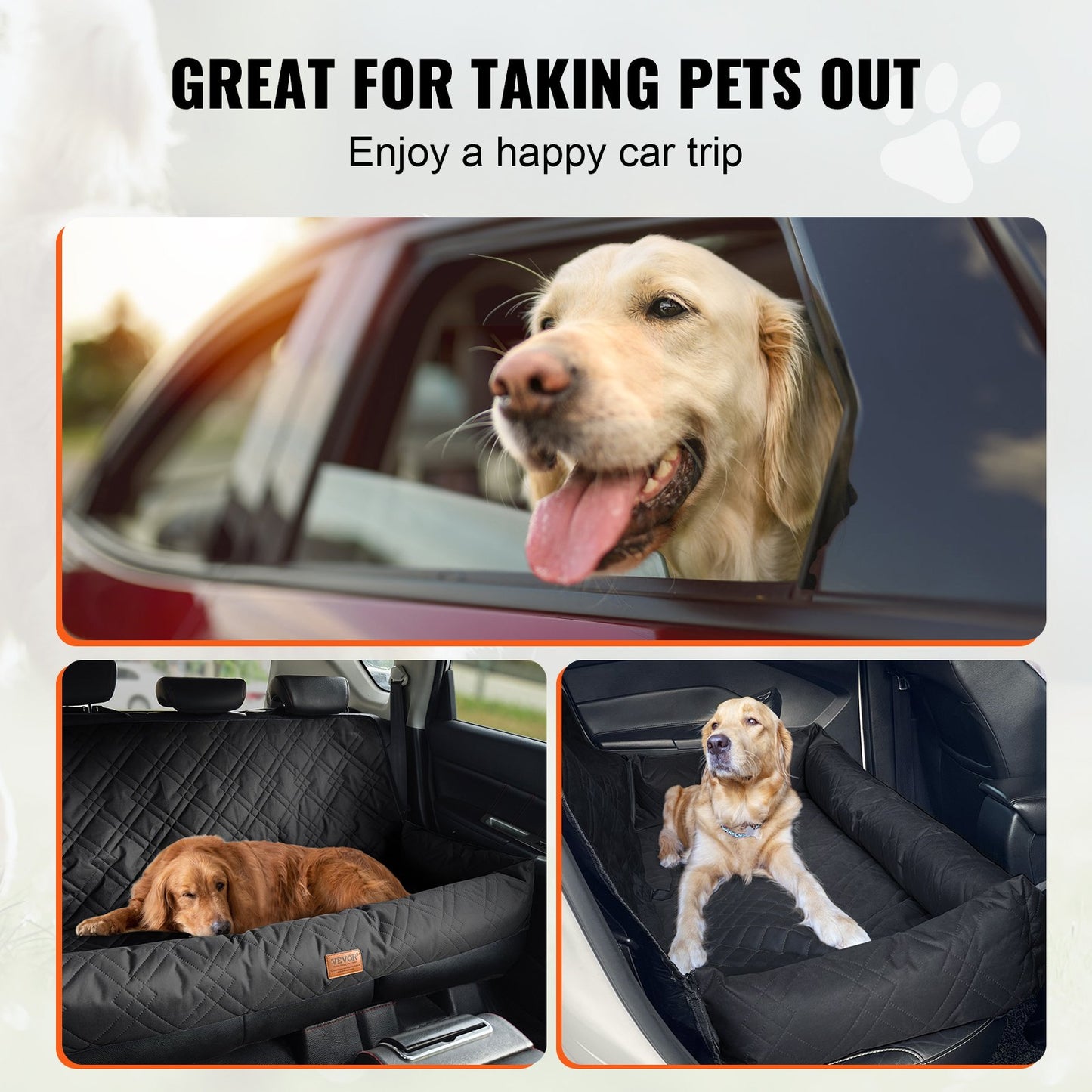 Dog Car Seat, Waterproof Dog Booster Seat for Car, Pet Car Seat with Clip-On Safety Leash, PP Cotton Filling, Dog Car Bed for Medium & Large Dog up to 45.4 kg, Black