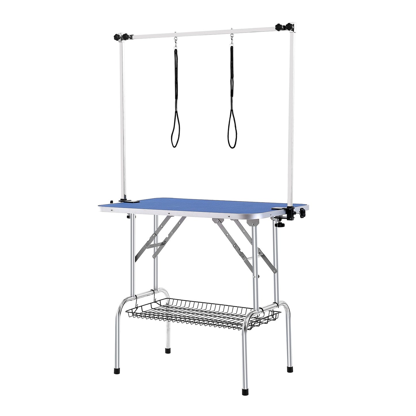 Dog Grooming Table Two Arms with Clamp, 915 x 610mm Dog Grooming Station, Foldable Pets Grooming Stand for Medium and Small Dogs, Free Two No Sit Haunch Holder with Grooming Loop, Bearing 150kg