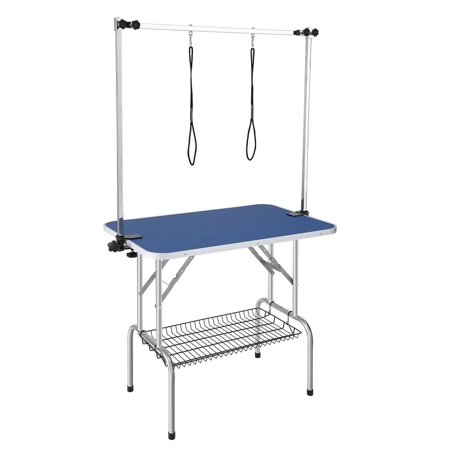 Dog Grooming Table Two Arms with Clamp, 915 x 610mm Dog Grooming Station, Foldable Pets Grooming Stand for Medium and Small Dogs, Free Two No Sit Haunch Holder with Grooming Loop, Bearing 150kg