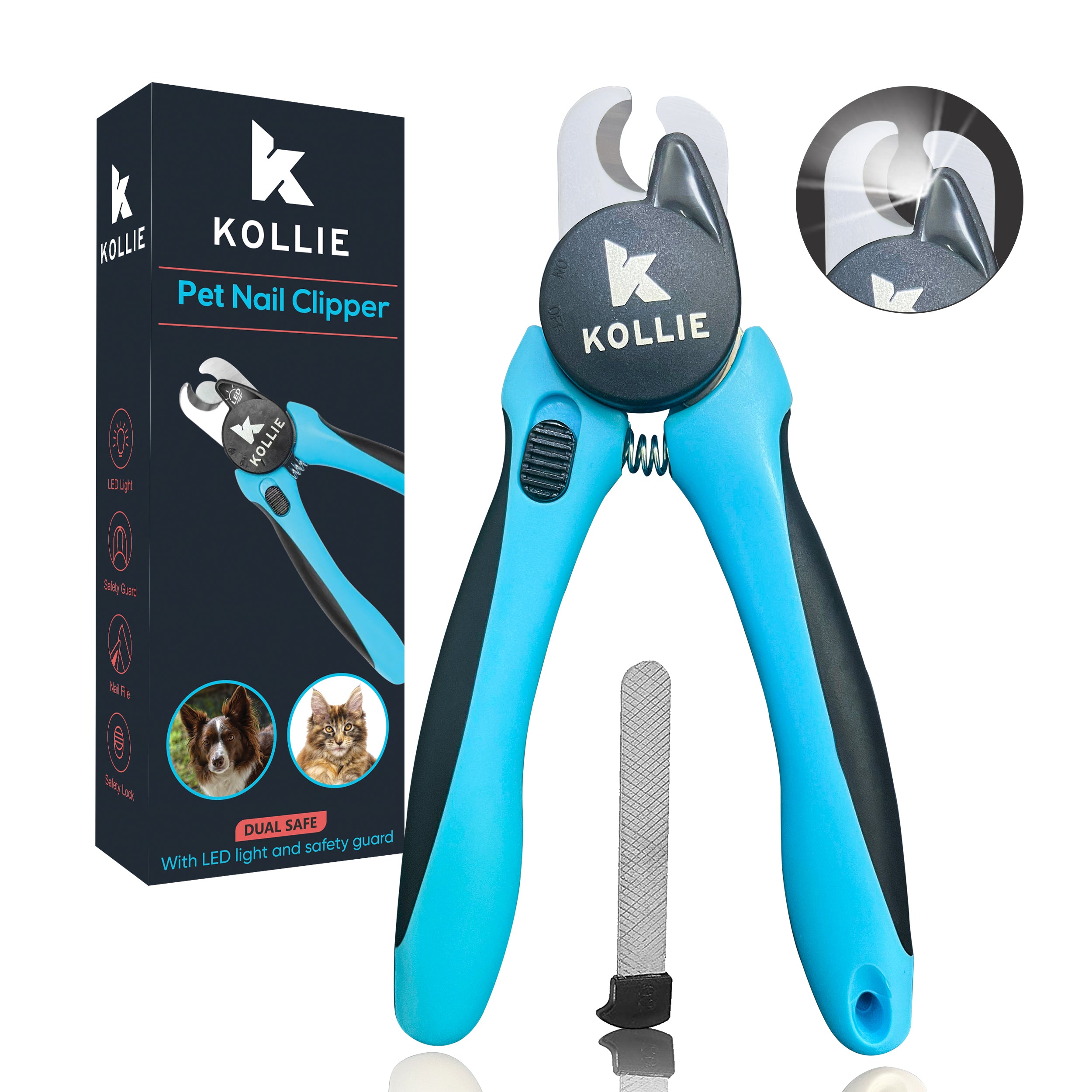 Blue LED Pet Nail Clippers Kollie Pets