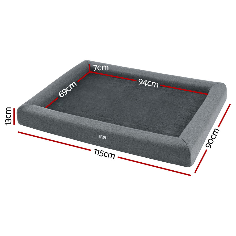 Bed Dog Cat Extra Large Calming Soft Sofa Cushion Egg Crate Washable Grey