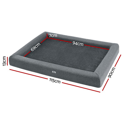 Bed Dog Cat Extra Large Calming Soft Sofa Cushion Egg Crate Washable Grey