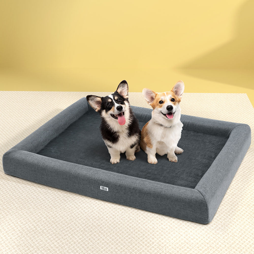 Bed Dog Cat Extra Large Calming Soft Sofa Cushion Egg Crate Washable Grey
