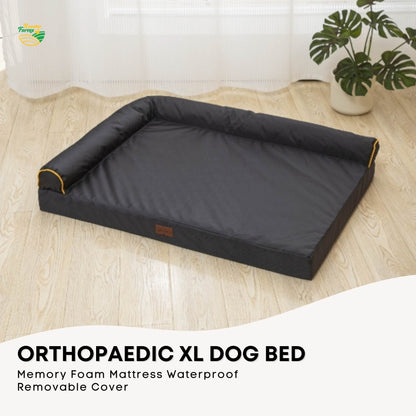 Orthopaedic Dog Bed XL Grey - Memory Foam Mattress Waterproof Removable Cover