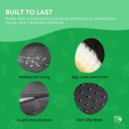 Orthopaedic Dog Bed XL Grey - Memory Foam Mattress Waterproof Removable Cover