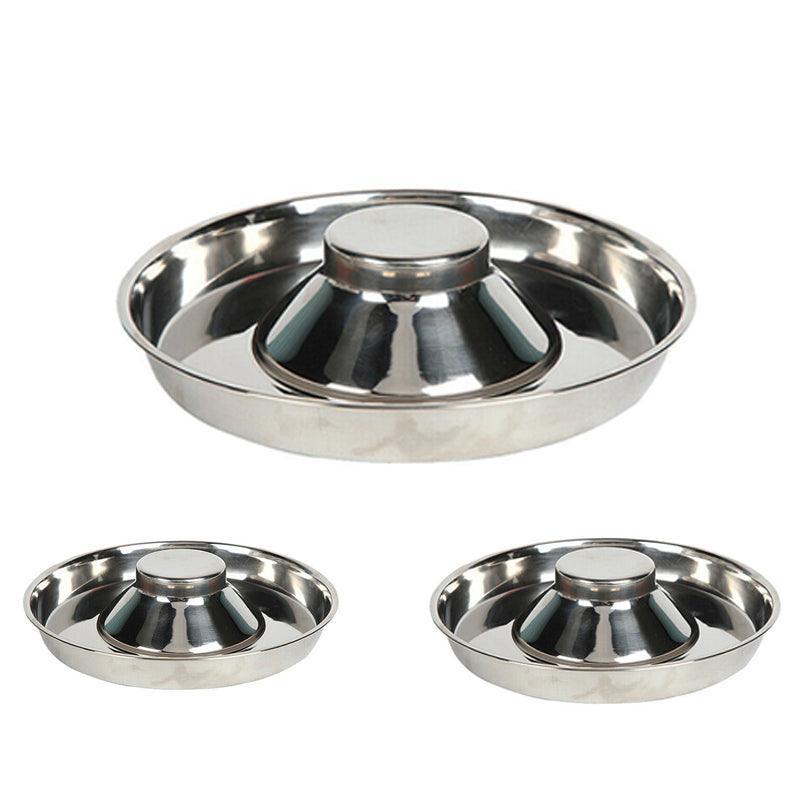 Stainless Steel Pet Bowl Slow Feeder Dish Puppy Dog Cat Food Feeding Weaning Bowl - M