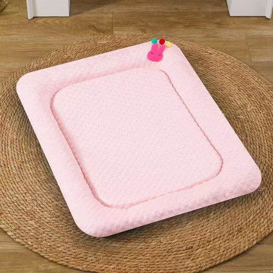 Pink Breathable Cooling Pet Mat - Ice Bean Summer Bed for Small Dogs (M : 42x58cm)