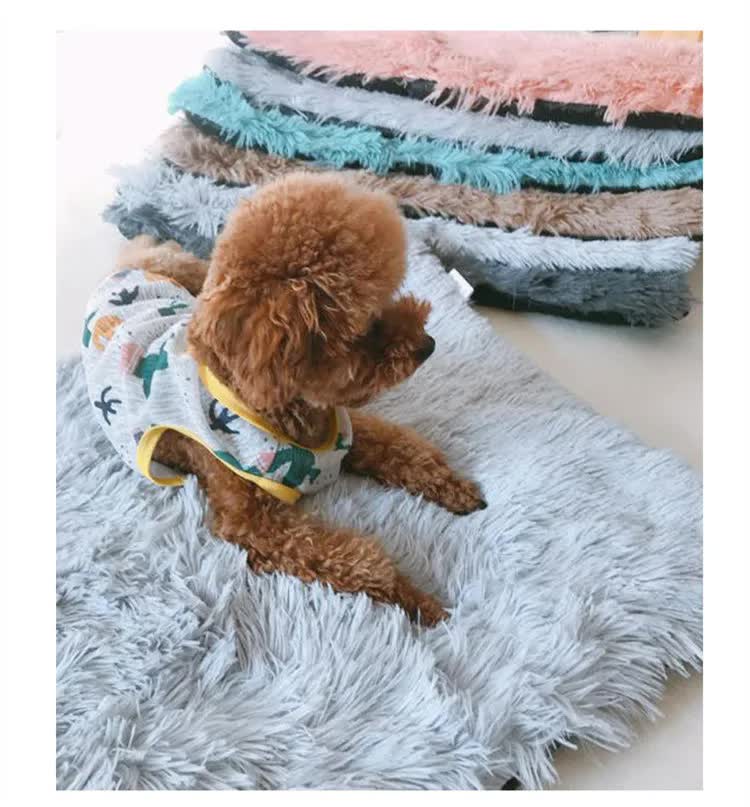 Blue Plush Pet Mat for Dogs and Cats - 50x70cm, Anti-Slip, Warm and Cozy for Autumn and Winter
