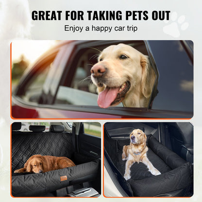 Dog Car Seat, Waterproof Dog Booster Seat for Car, Pet Car Seat with Clip-On Safety Leash, PP Cotton Filling, Dog Car Bed for Medium & Large Dog up to 45.4 kg, Black