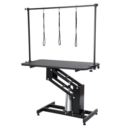 109cm Hydraulic Pet Grooming Table, Heavy Duty Dog Grooming Arm for Medium/ Small Dogs, Height Adjustable Dog Grooming Station, Anti Slip Tabletop /Dog Grooming Station, Max Bearing 182kg