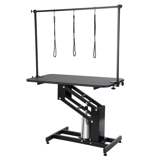 109cm Hydraulic Pet Grooming Table, Heavy Duty Dog Grooming Arm for Medium/ Small Dogs, Height Adjustable Dog Grooming Station, Anti Slip Tabletop /Dog Grooming Station, Max Bearing 182kg