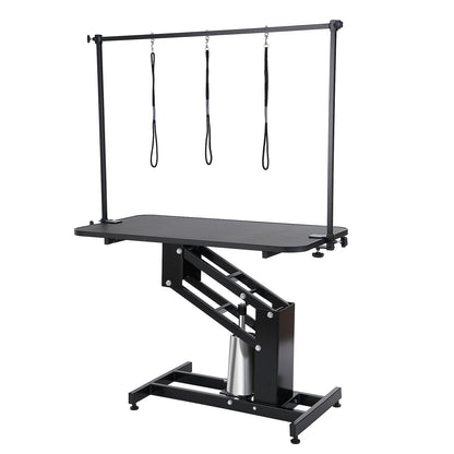 109cm Hydraulic Pet Grooming Table, Heavy Duty Dog Grooming Arm for Medium/ Small Dogs, Height Adjustable Dog Grooming Station, Anti Slip Tabletop /Dog Grooming Station, Max Bearing 182kg