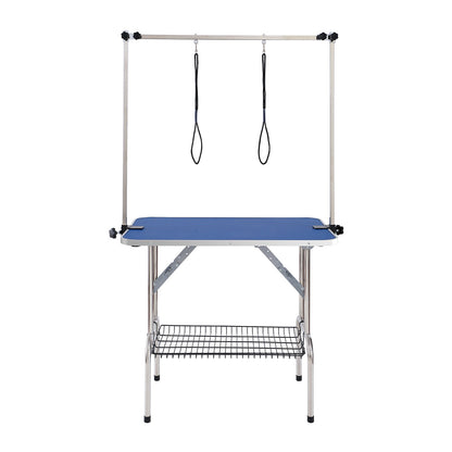 Dog Grooming Table Two Arms with Clamp, 915 x 610mm Dog Grooming Station, Foldable Pets Grooming Stand for Medium and Small Dogs, Free Two No Sit Haunch Holder with Grooming Loop, Bearing 150kg